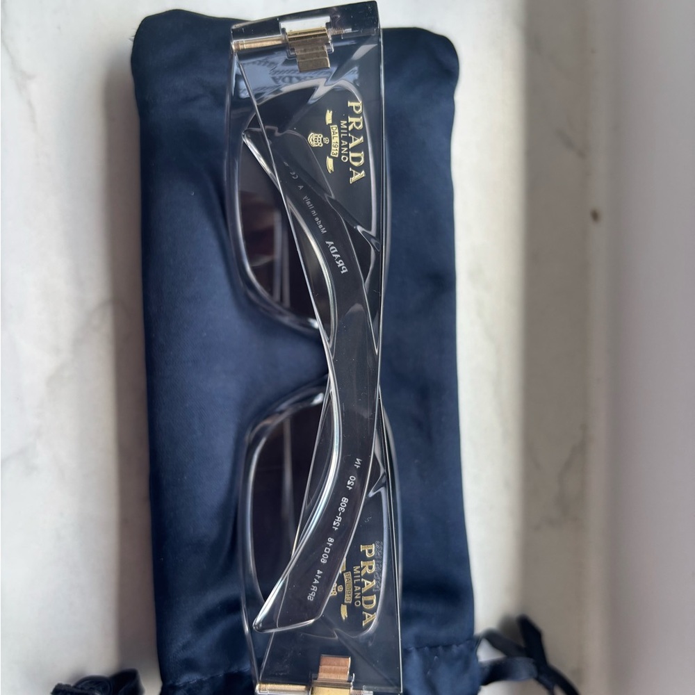 Prada Clear Frame Sunglasses with Gray Lenses - Picture 4 of 7